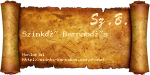 Szinkó Barnabás névjegykártya